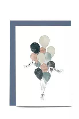 In The Daylight - Birthday Balloons Blue - Greeting Card