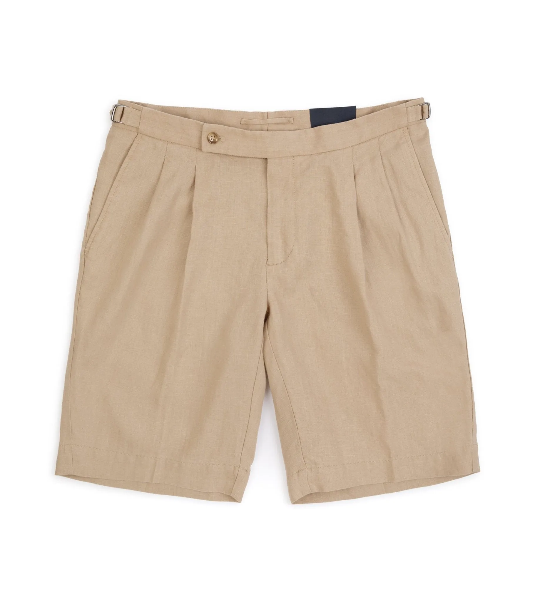 Incotex Linen Pleated Shorts: Tan