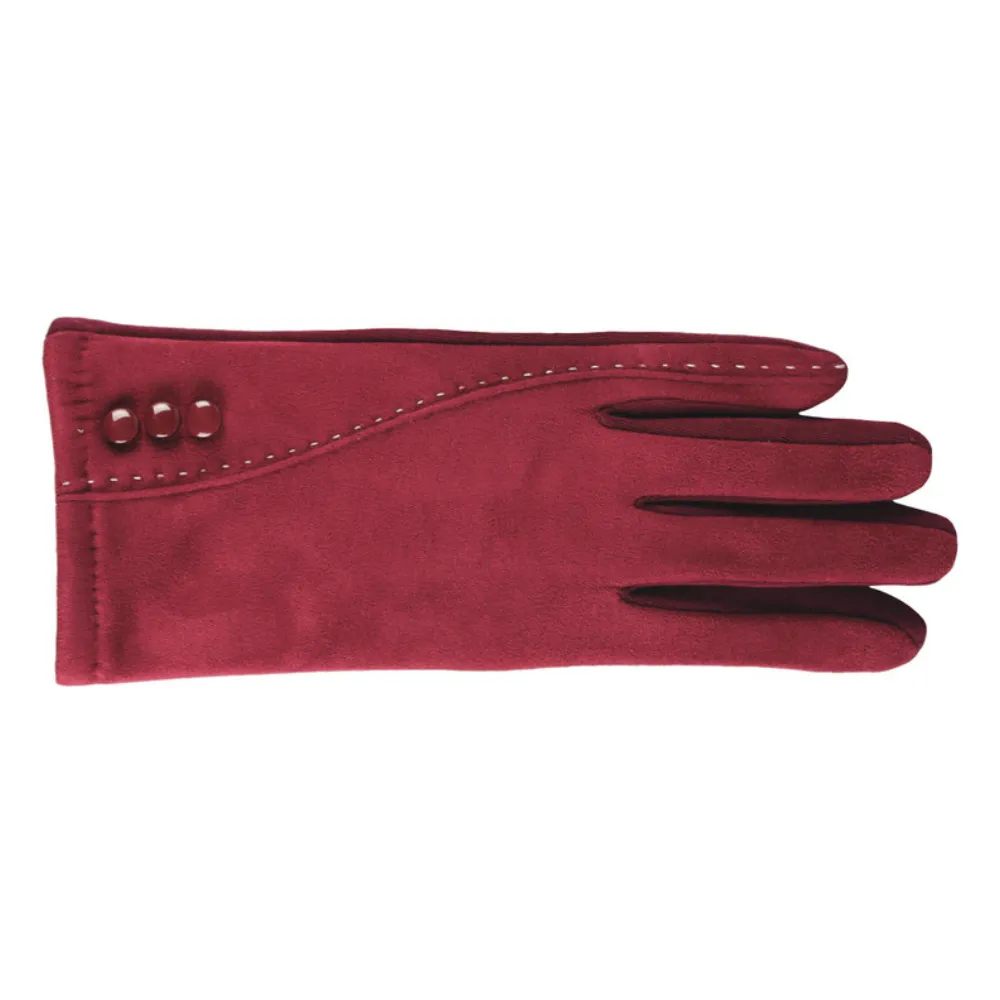 Jeanne Simmons Accessories Gloves With White Stitching And Button Red (Women's)