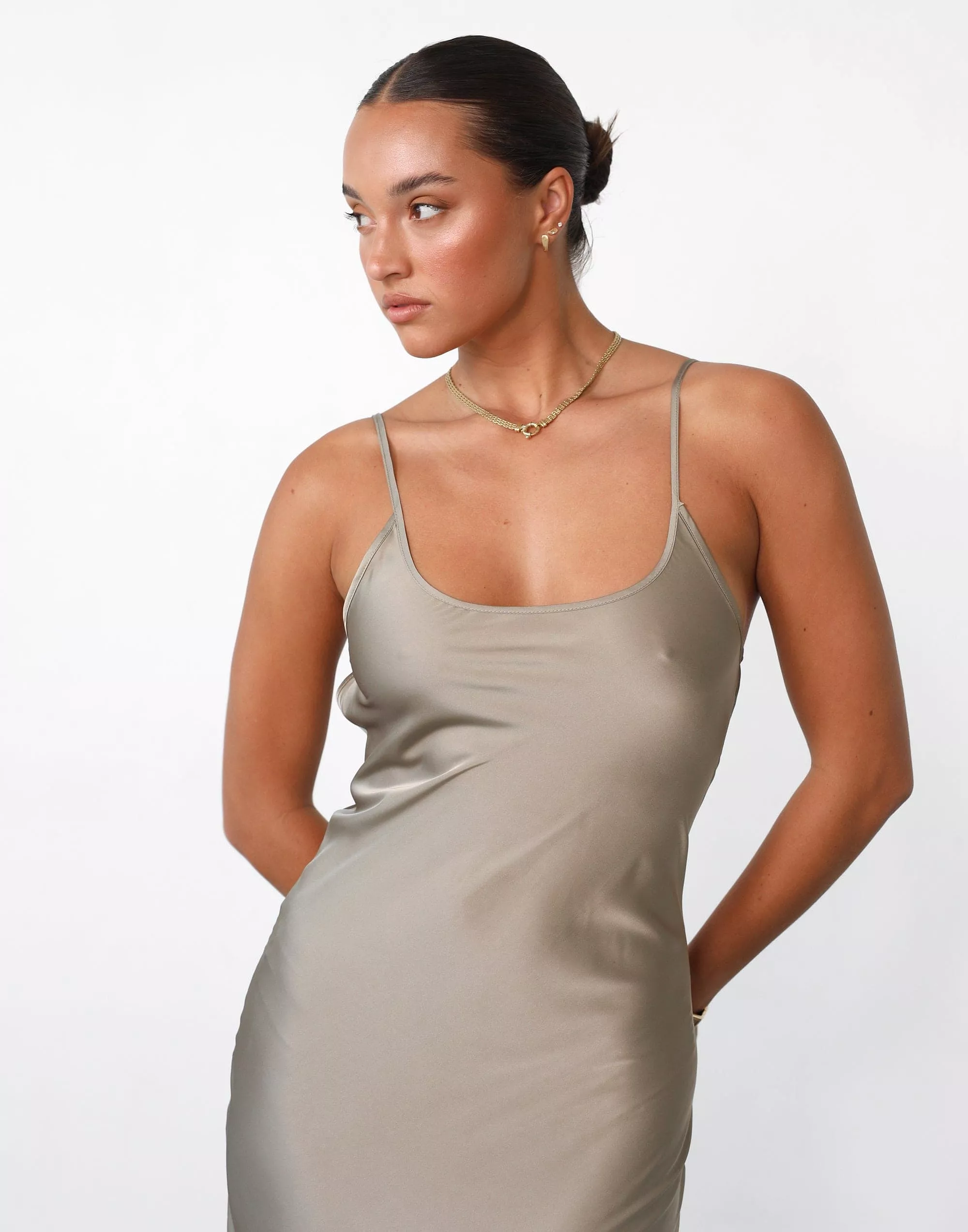 Juliette Satin Dress (Mineral) - By Lioness