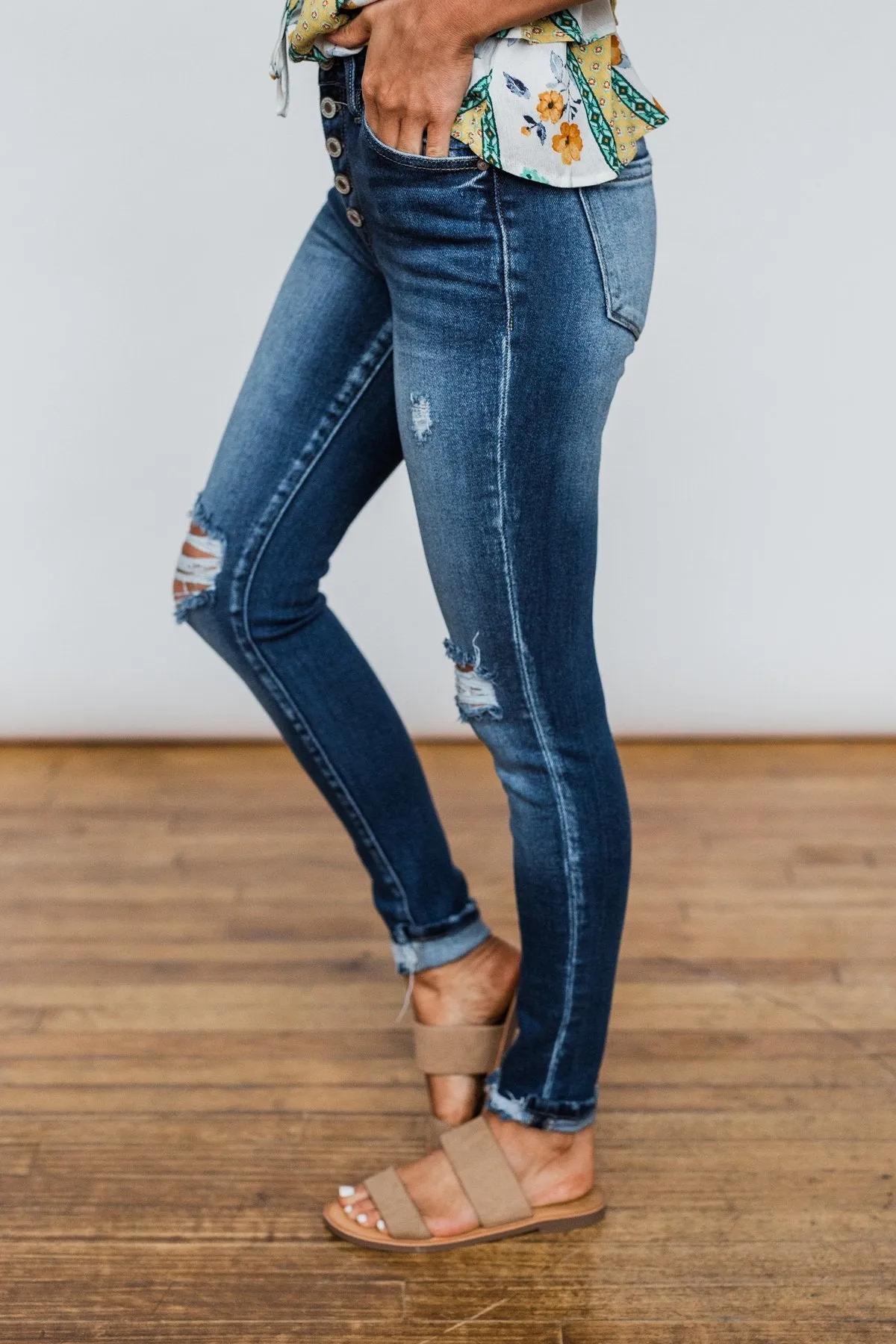 KanCan Button Fly Jeans- Melanie Wash