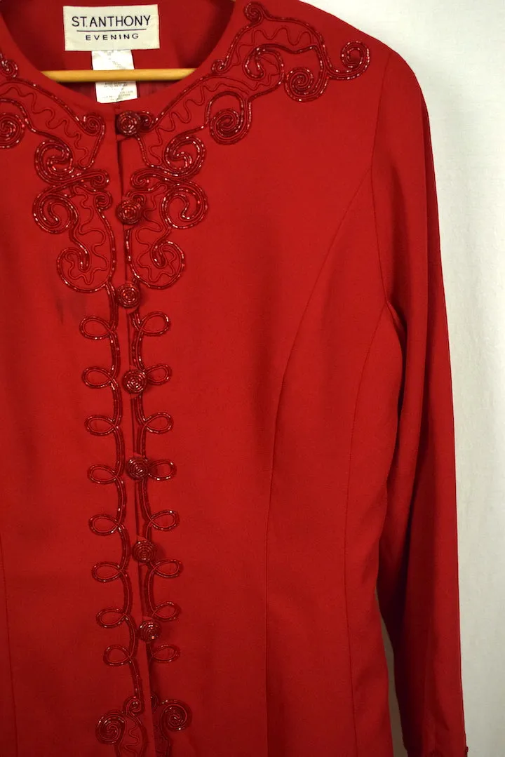 Ladies Red Beaded Jacket