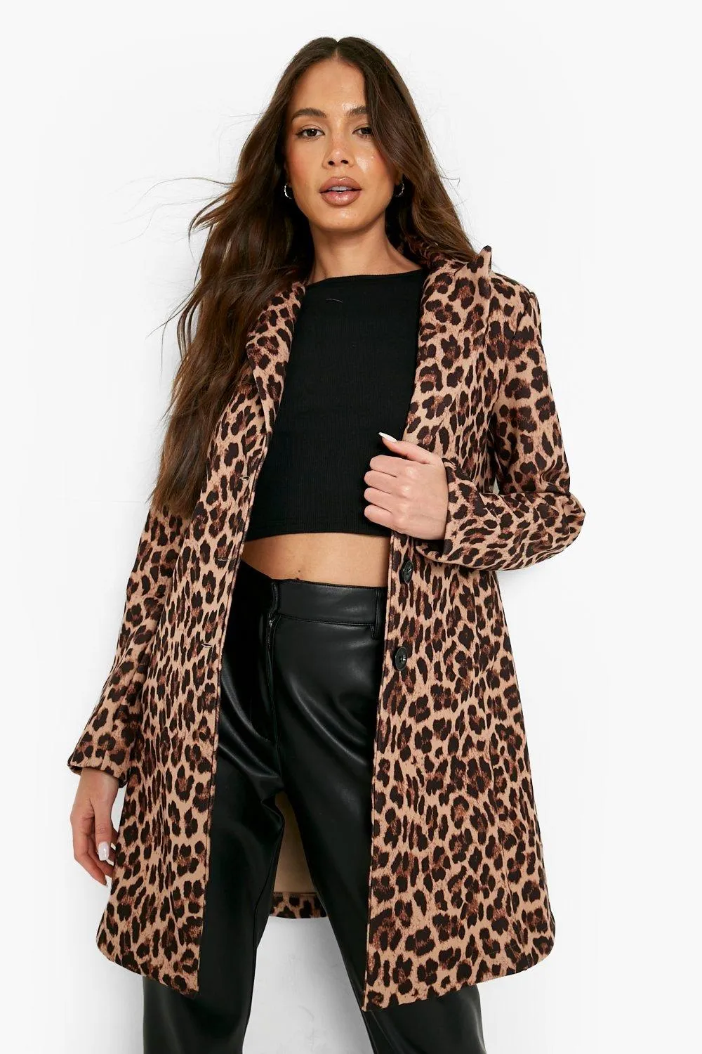 Leopard Wool Look Jacket