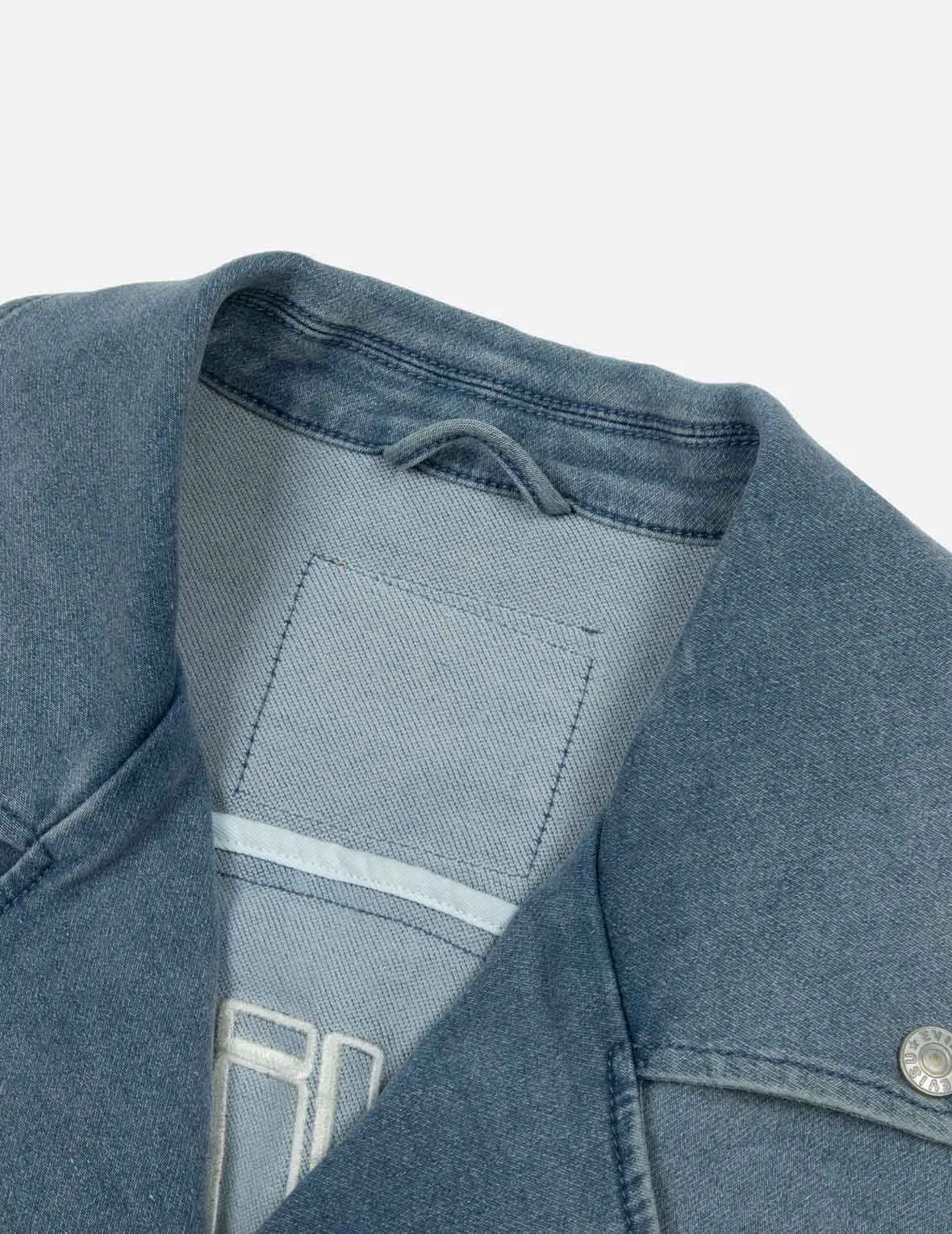 Logo Appliqué Fashion Fit Denim Biker Jacket