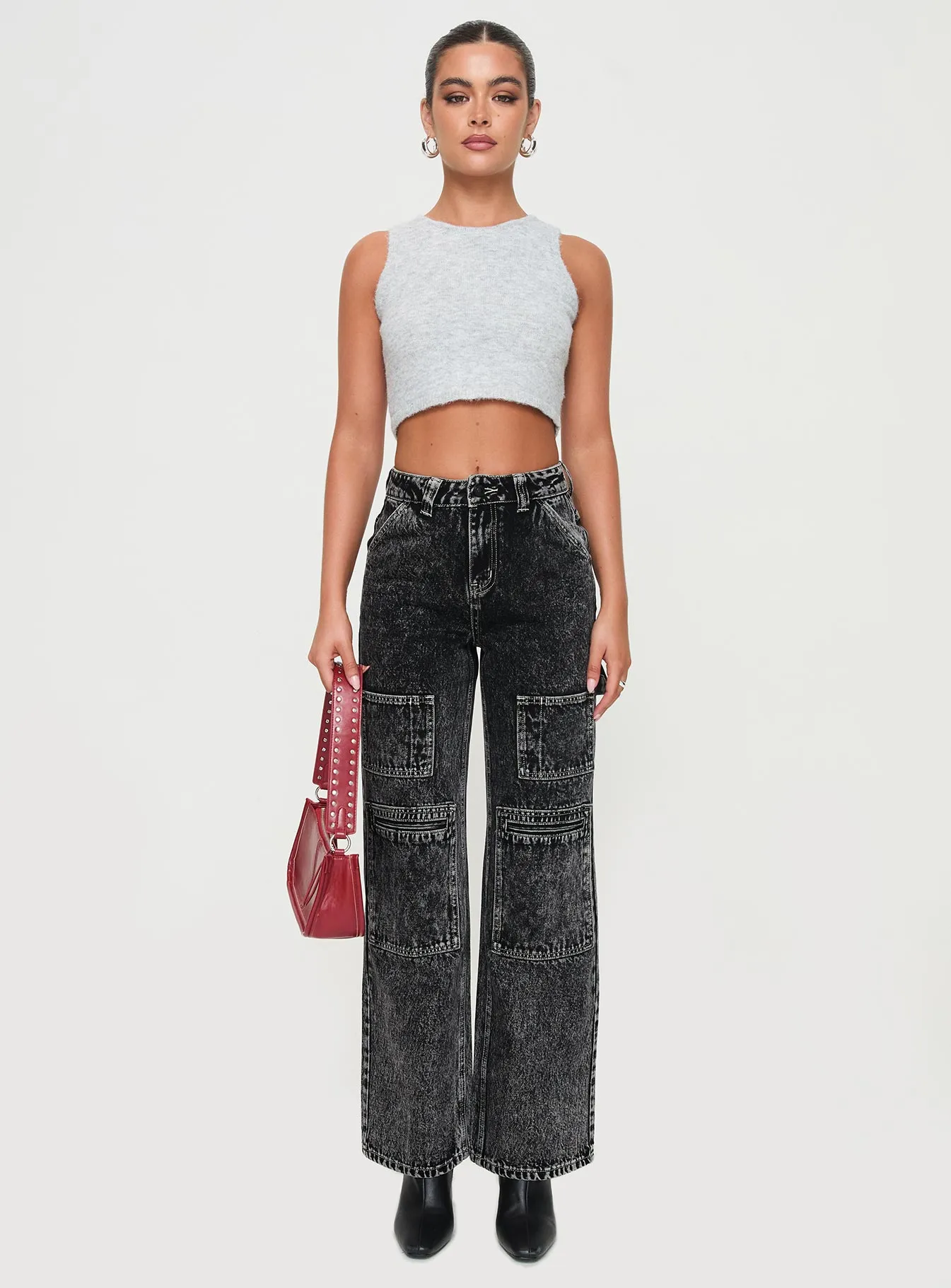 Malachie High Rise Jeans Black Acid Wash