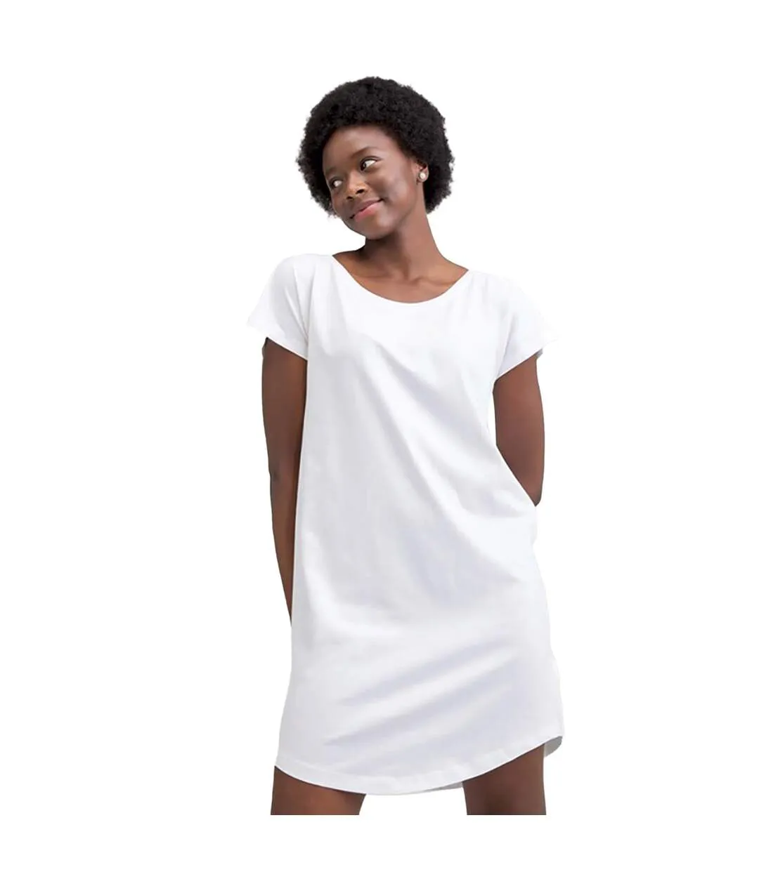 Mantis Womens/Ladies Loose Fit T-Shirt Dress (White) - UTBC4936