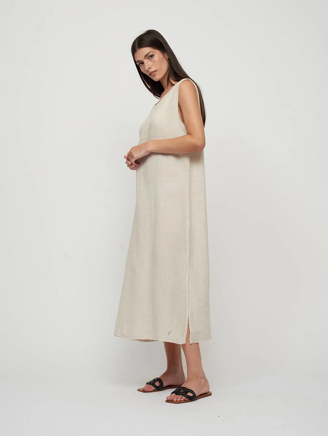 Maxi Linen Dress - Nude