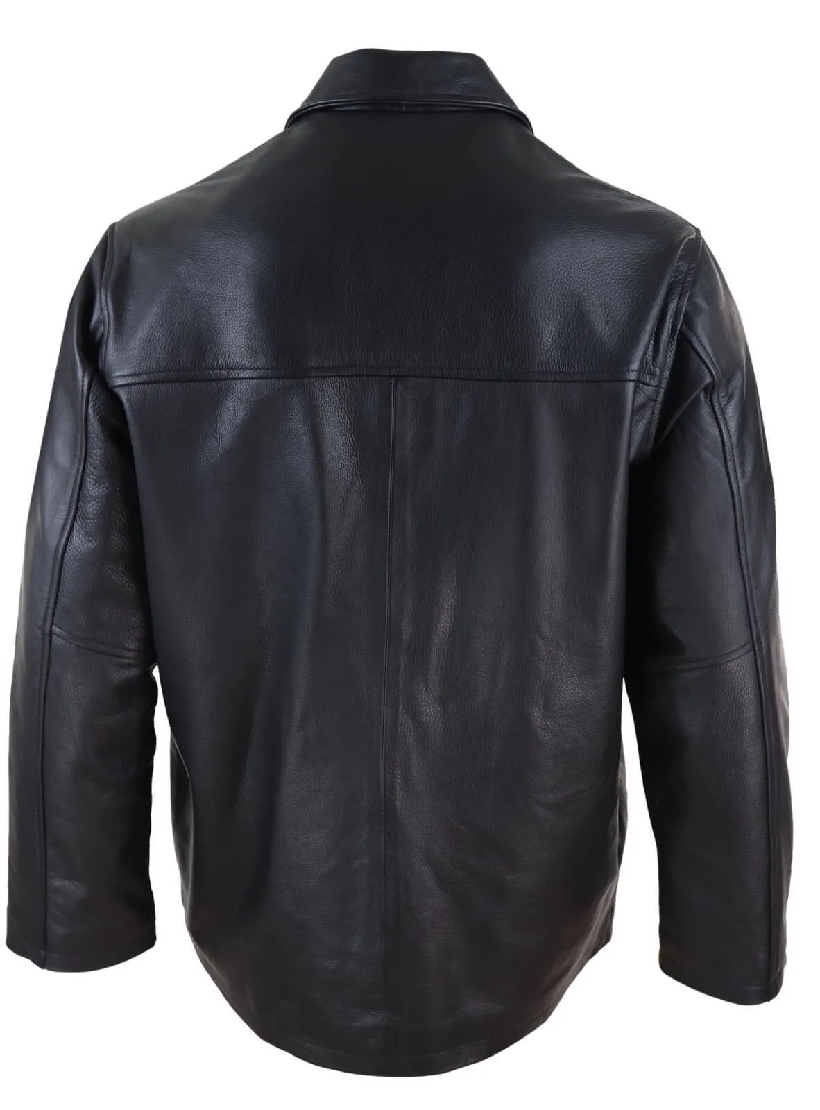 Men Mid Black Length Classic Leather Coat