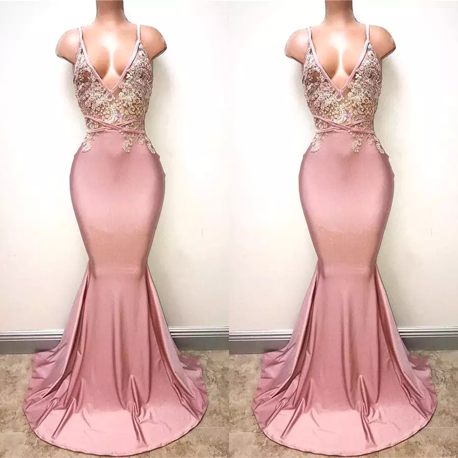 Mermaid Prom Gown with Delicate Lace Details and Spaghetti Straps