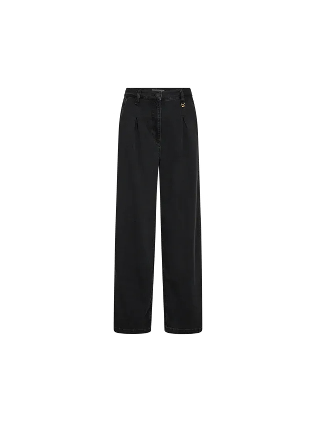 MMGobi Pleat Long Jeans Black