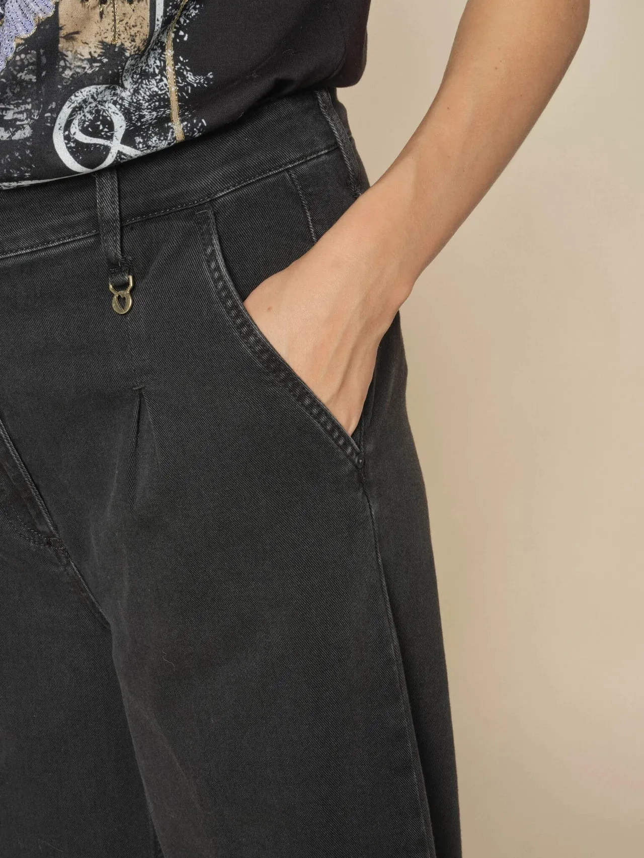 MMGobi Pleat Long Jeans Black