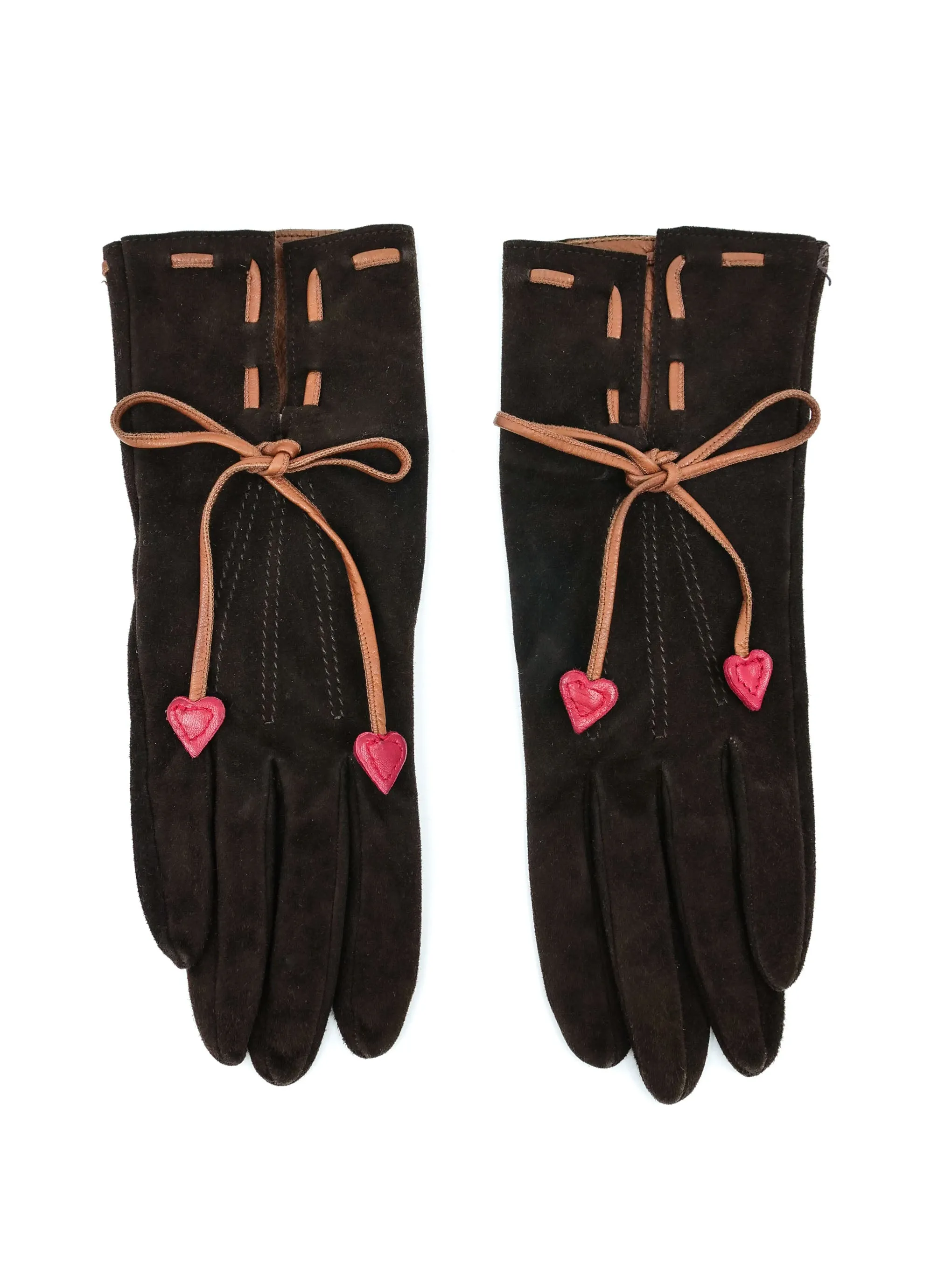 Moschino Suede Heart Accent Gloves