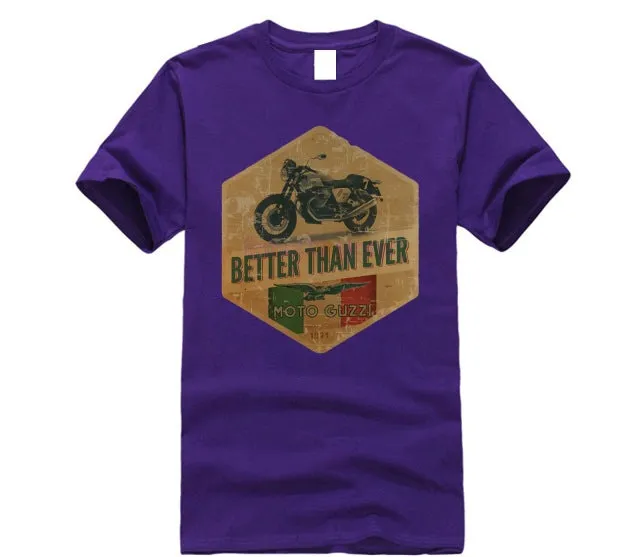 Moto Guzzi Poster Italian Vintage Classic T-Shirt Biker Motorcycle Sand Tee