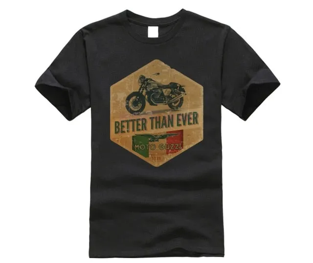 Moto Guzzi Poster Italian Vintage Classic T-Shirt Biker Motorcycle Sand Tee