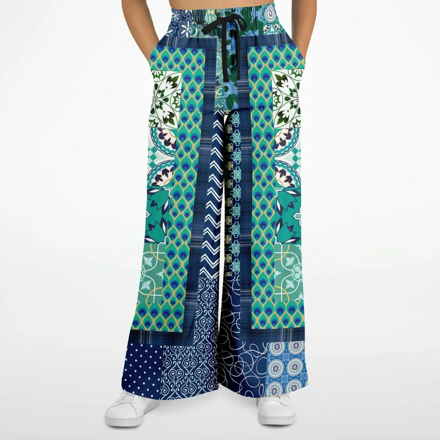 Mykonos Floral Tile Eco-Poly Stretchy Phat Bellbottoms