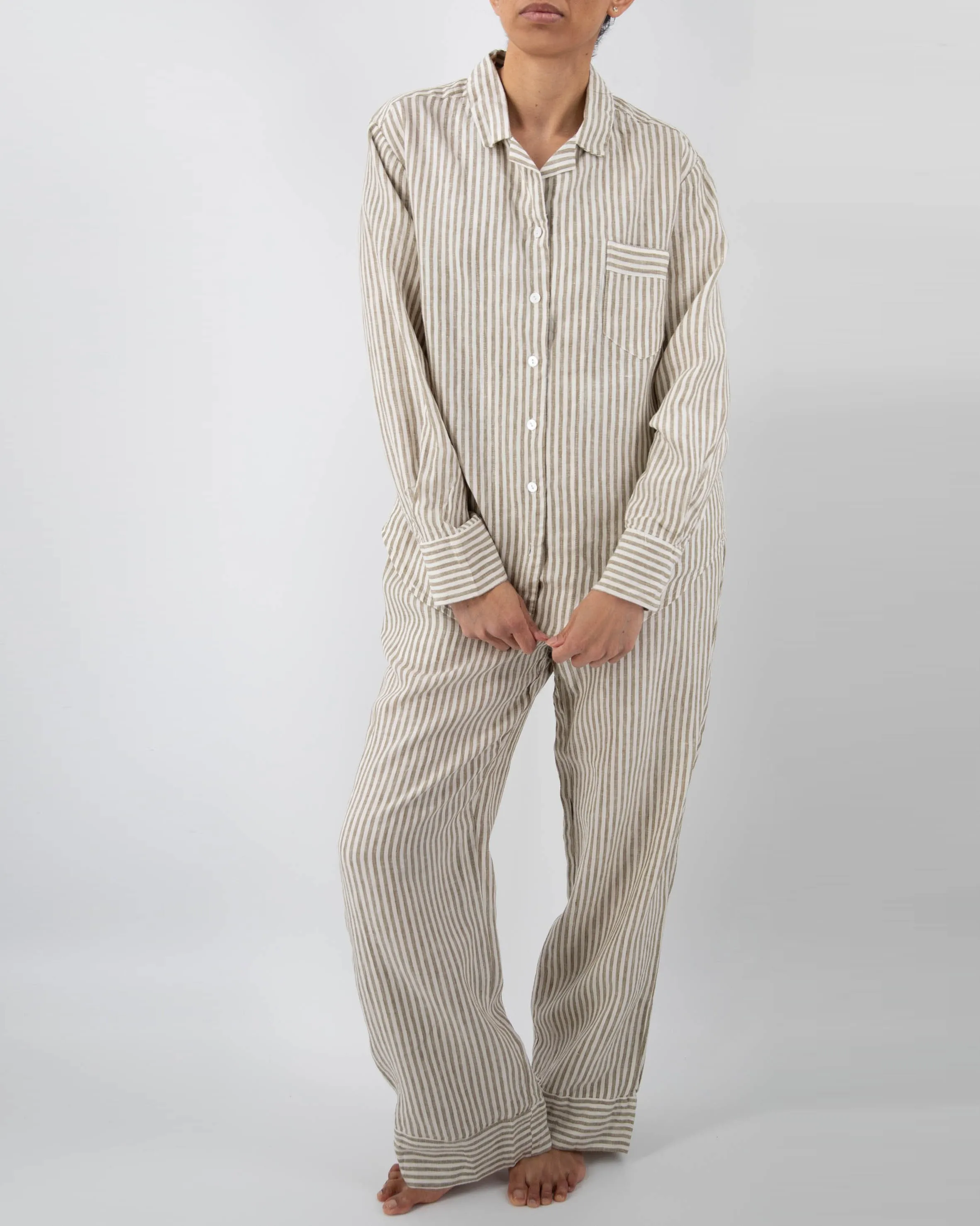 Naya Striped Linen Pajama Set