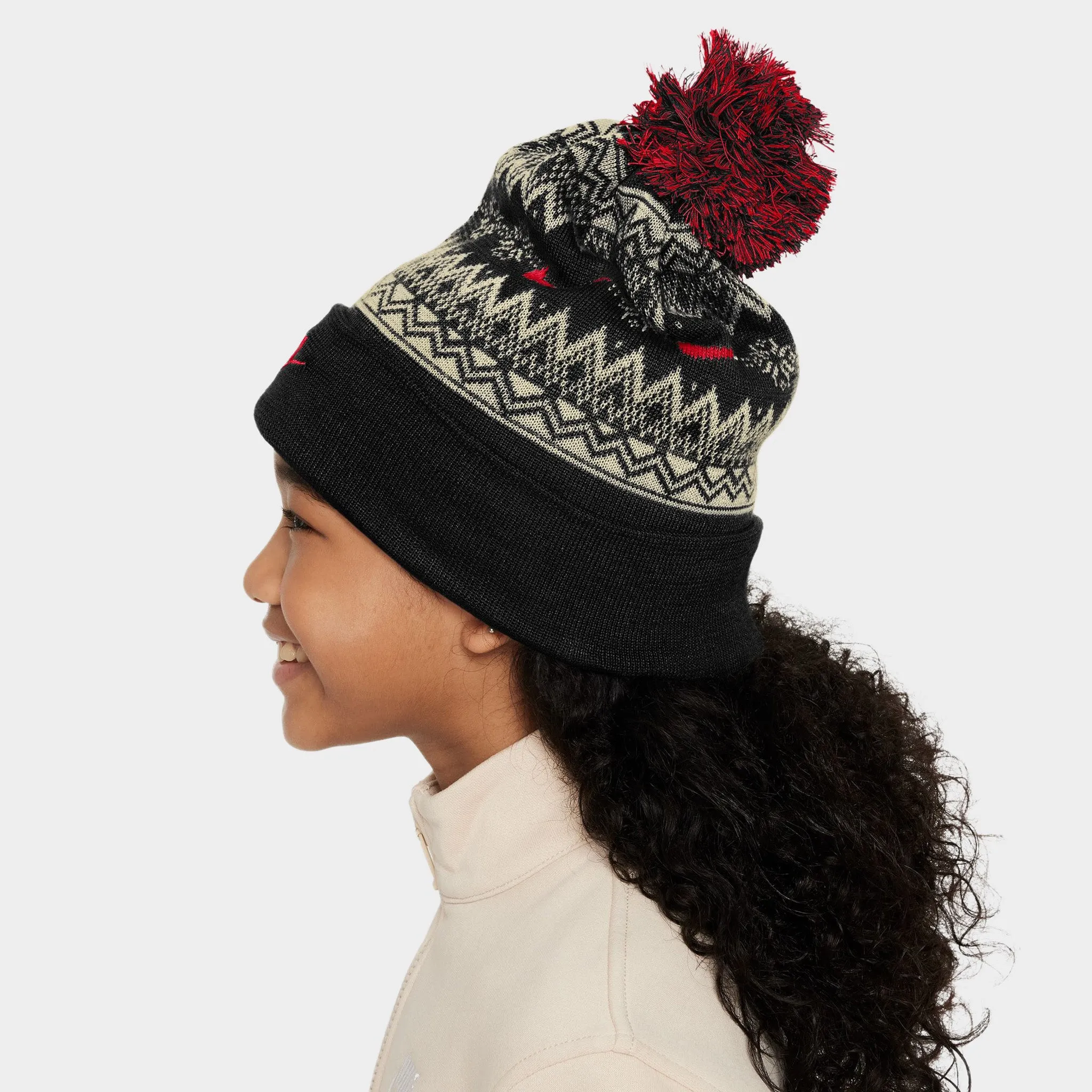 Nike Peak Fair Isle Beanie Black / University Red