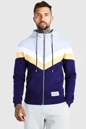 Official MAN Colour Block Zip Through Hoodie | boohooMAN UK