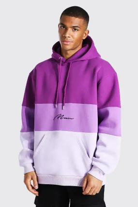 Oversized Man Signature Colour Block Hoodie