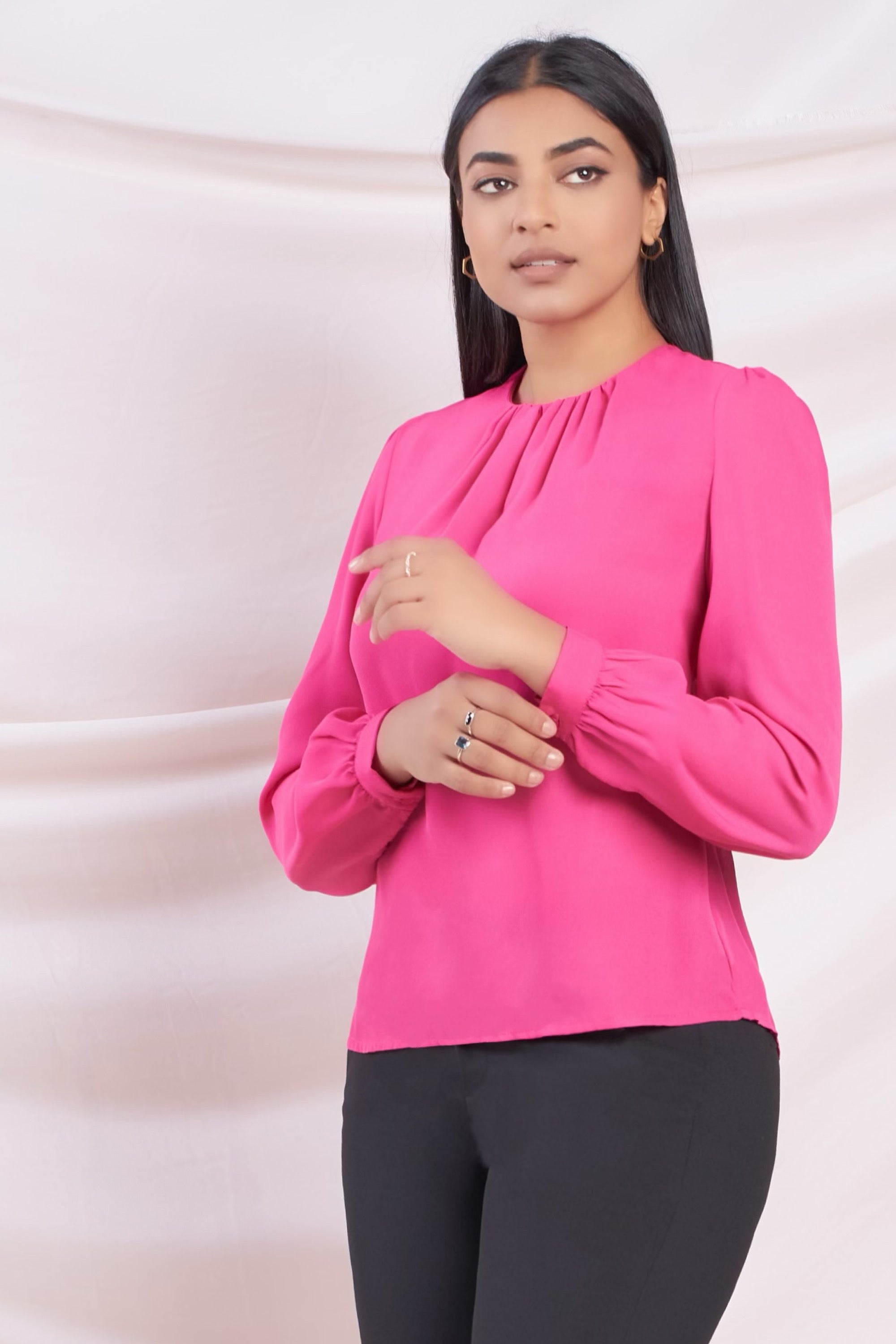 Pink Gather Detail Top