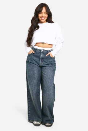 Plus Basics High Waisted Super Wide Leg Jeans