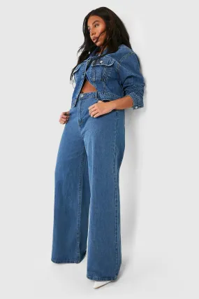 Plus Basics High Waisted Wide Leg Jeans