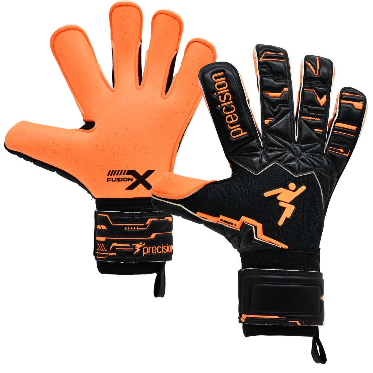 Precision Training Fusion X Pro Surround Quartz Goalkeeper Gloves - Adult - Black/Orange