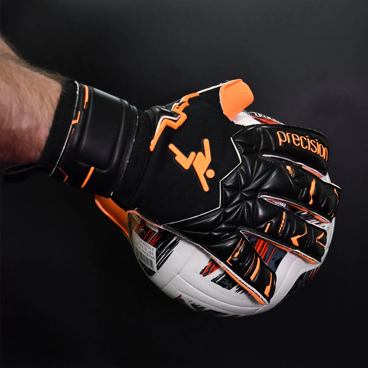 Precision Training Fusion X Pro Surround Quartz Goalkeeper Gloves - Adult - Black/Orange