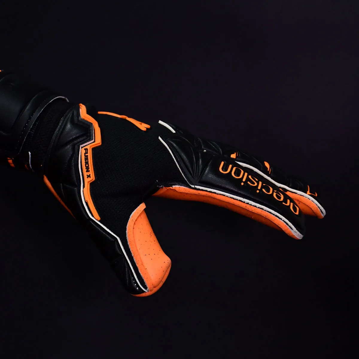 Precision Training Fusion X Pro Surround Quartz Goalkeeper Gloves - Adult - Black/Orange