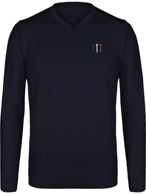 Pull en laine mérinos brodé TEES BLEU BLANC ROUGE