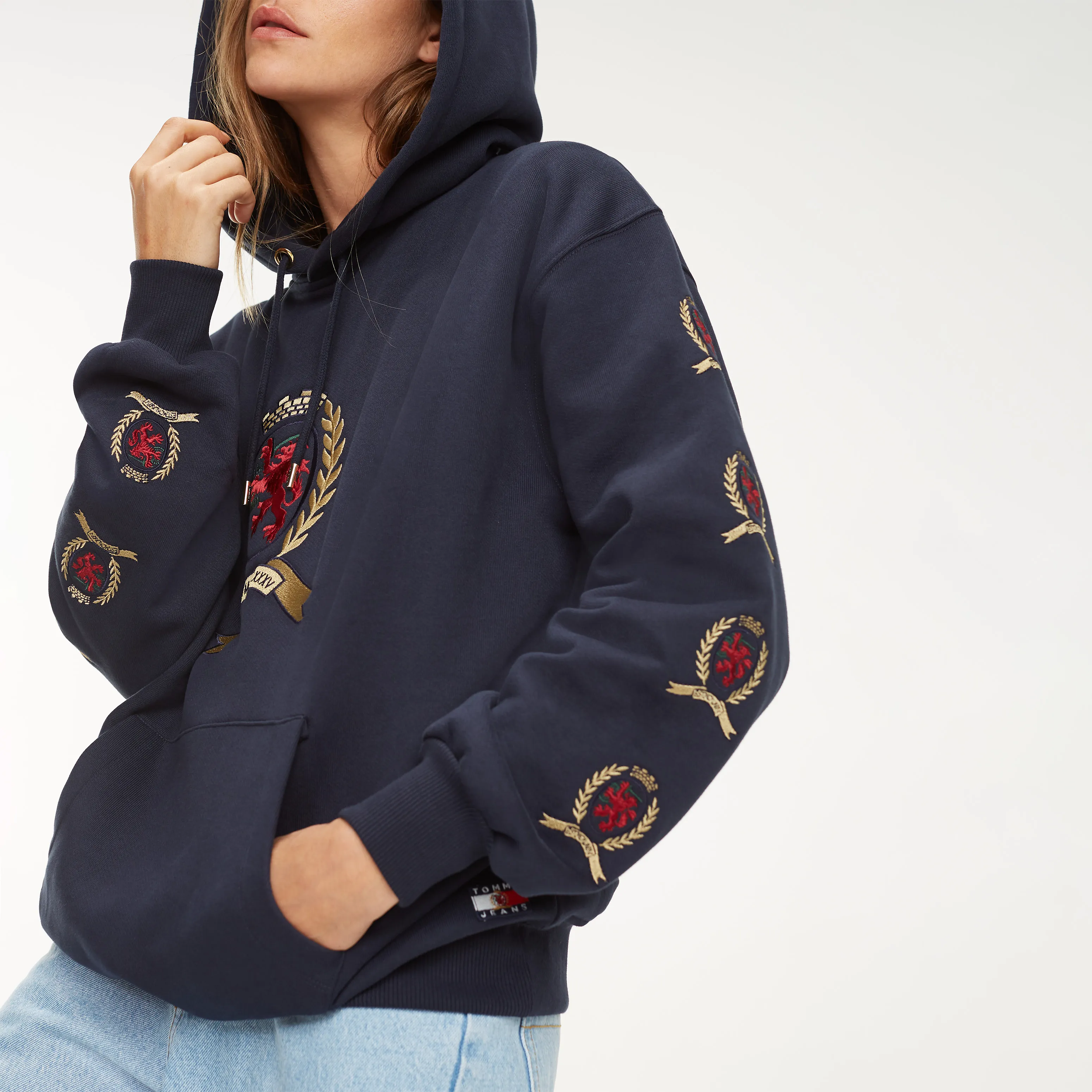 Red Repeat Crest Sleeve Hoody | Sweatshirts & Hoodies | Tommy Hilfiger