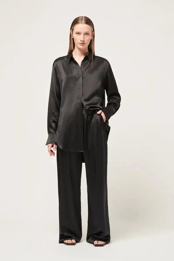 Relaxed Silk Boy Shirt Black