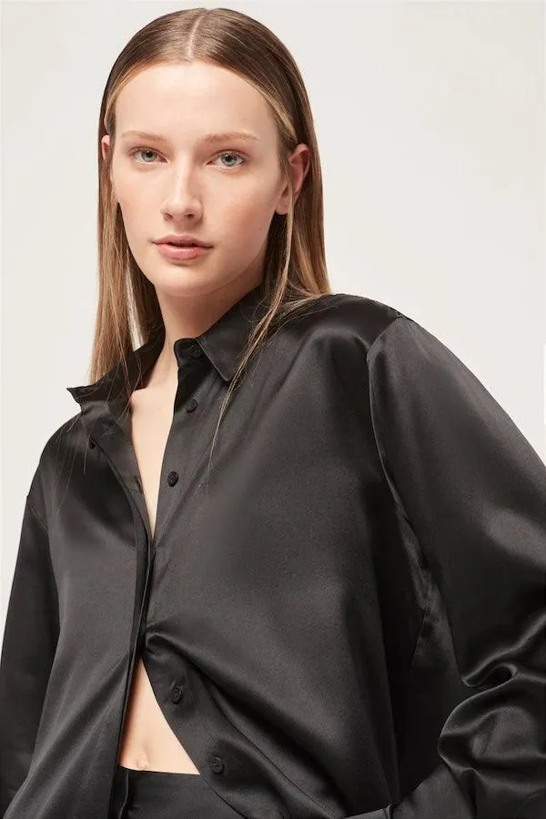 Relaxed Silk Boy Shirt Black