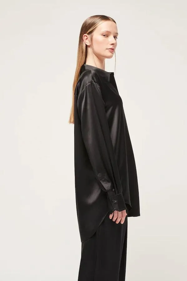 Relaxed Silk Boy Shirt Black