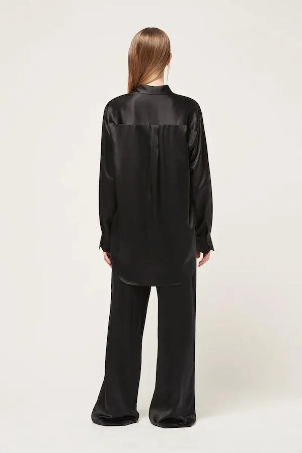 Relaxed Silk Boy Shirt Black