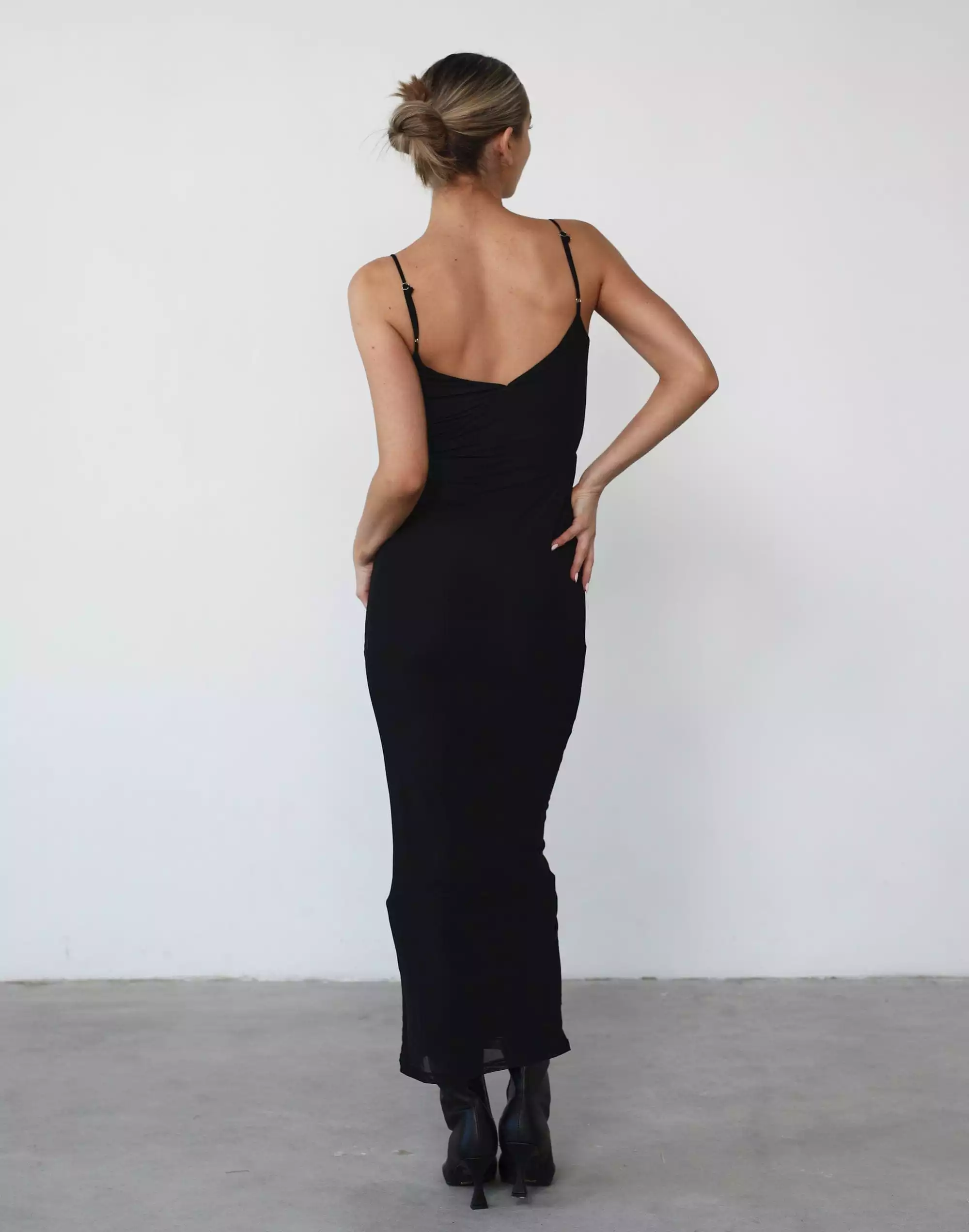 Ricochet Mesh Maxi Dress (Black)