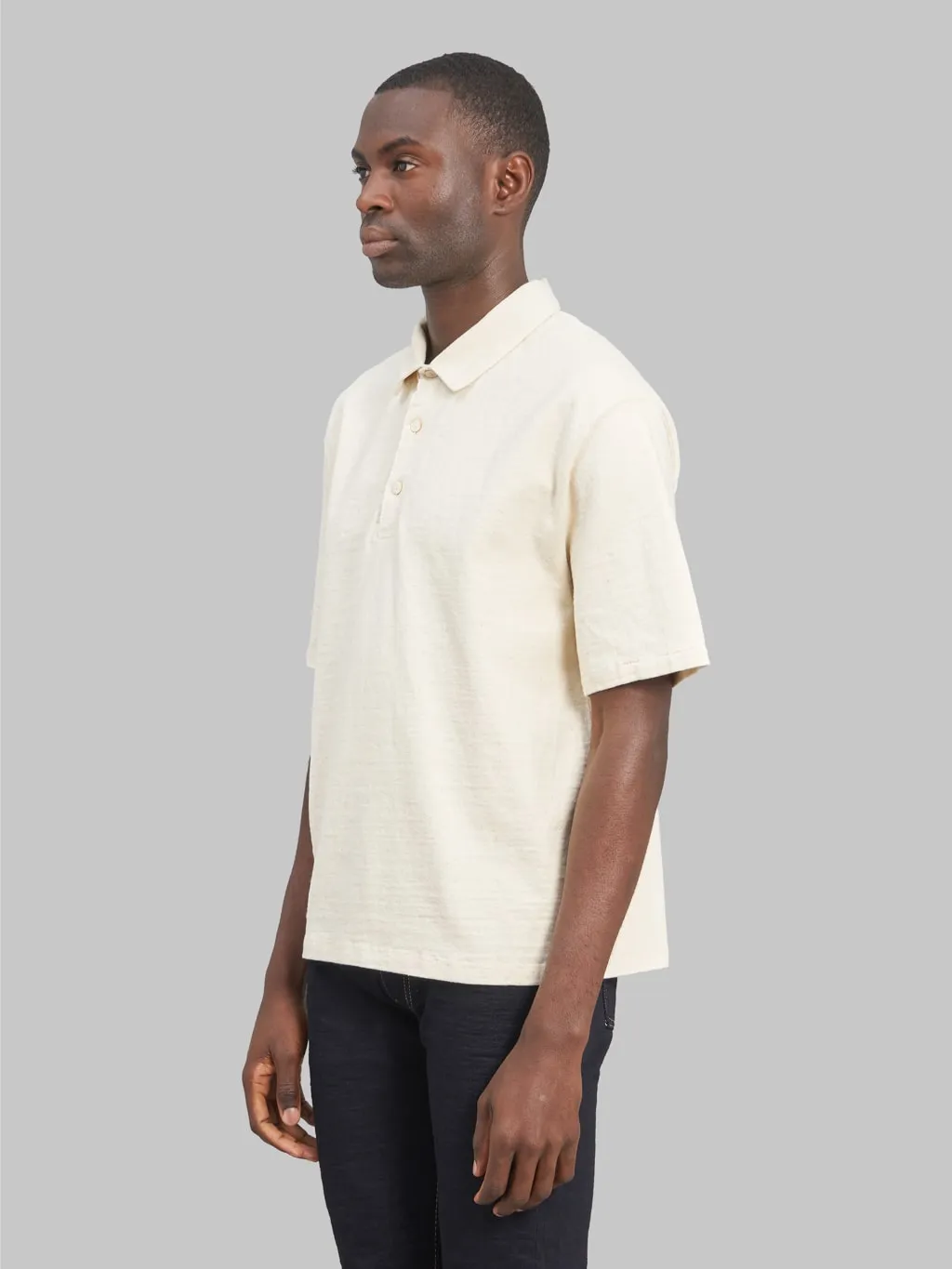 Samurai Jeans SJST-SC04 Japanese Cotton Polo Natural