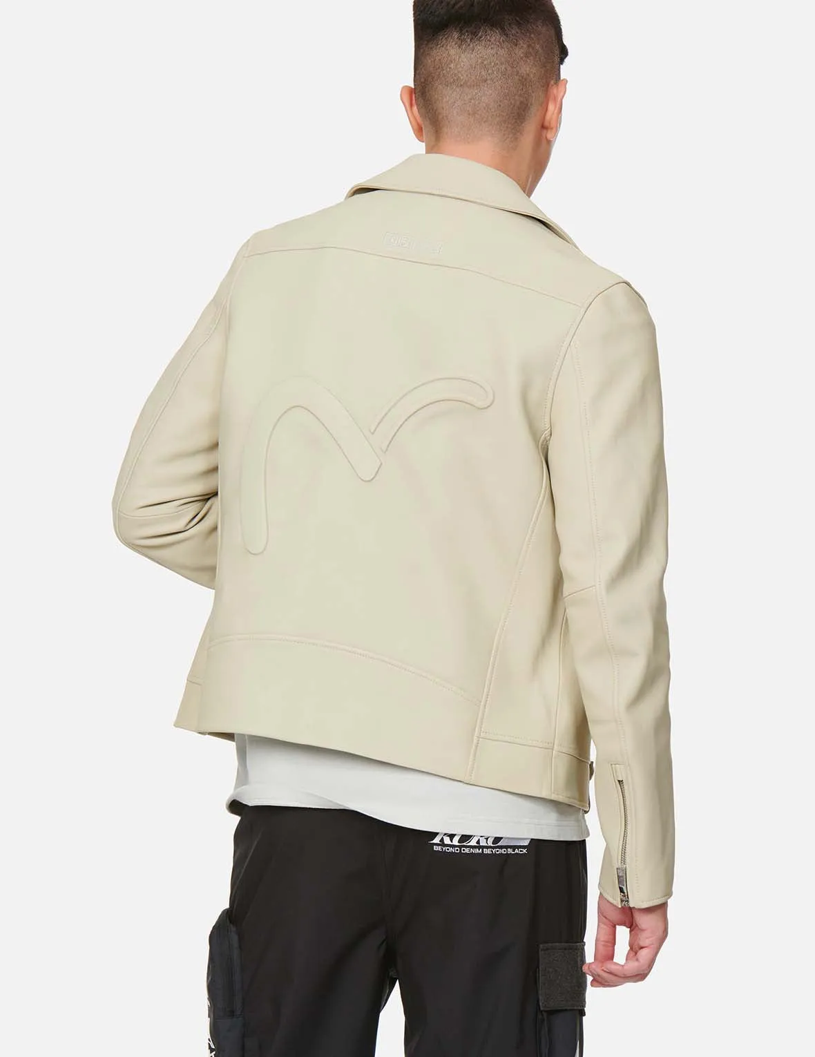 Seagull Embossed Leather Biker Jacket