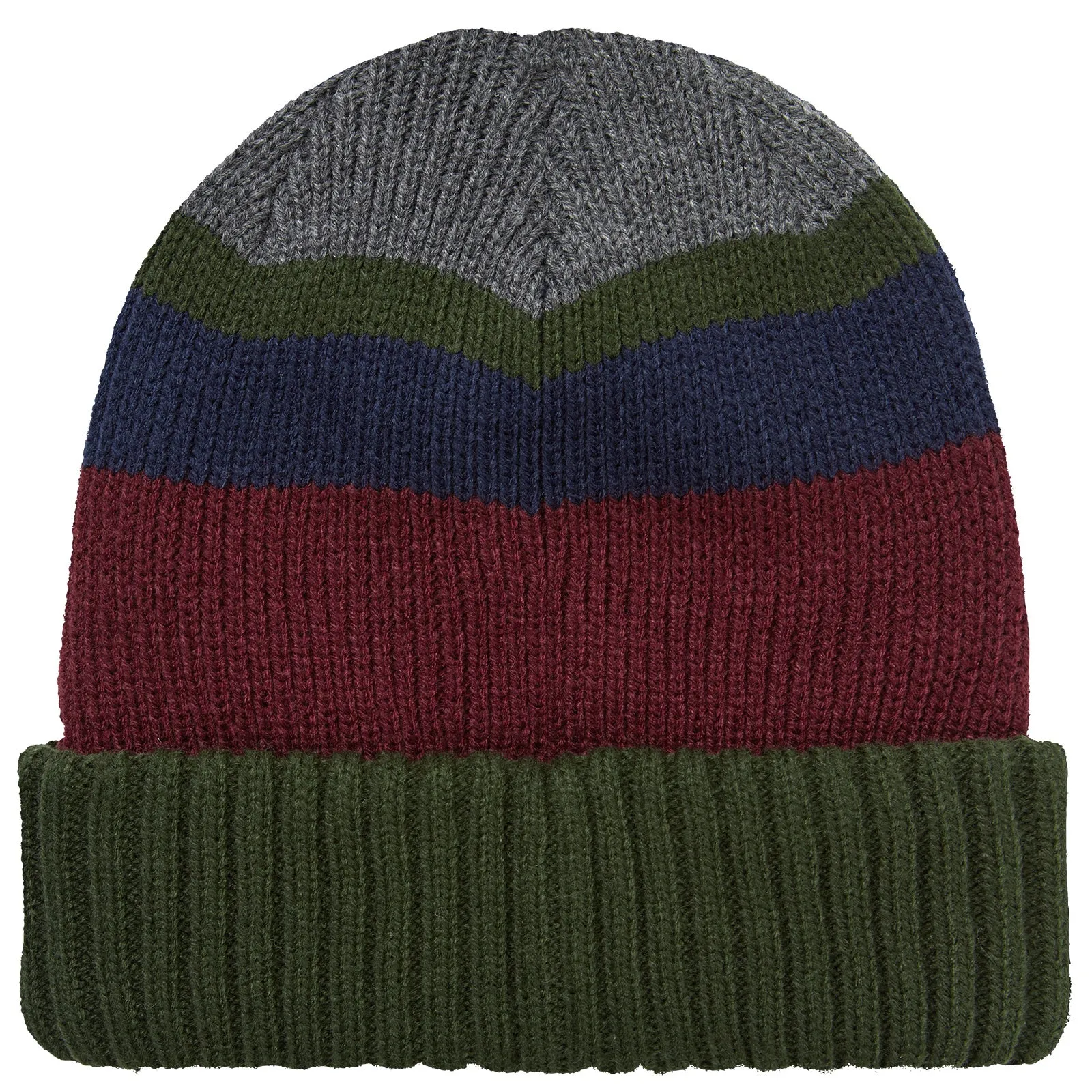 Sealskinz Unisex Cromer Waterproof Roll Cuff Striped Beanie - Olive