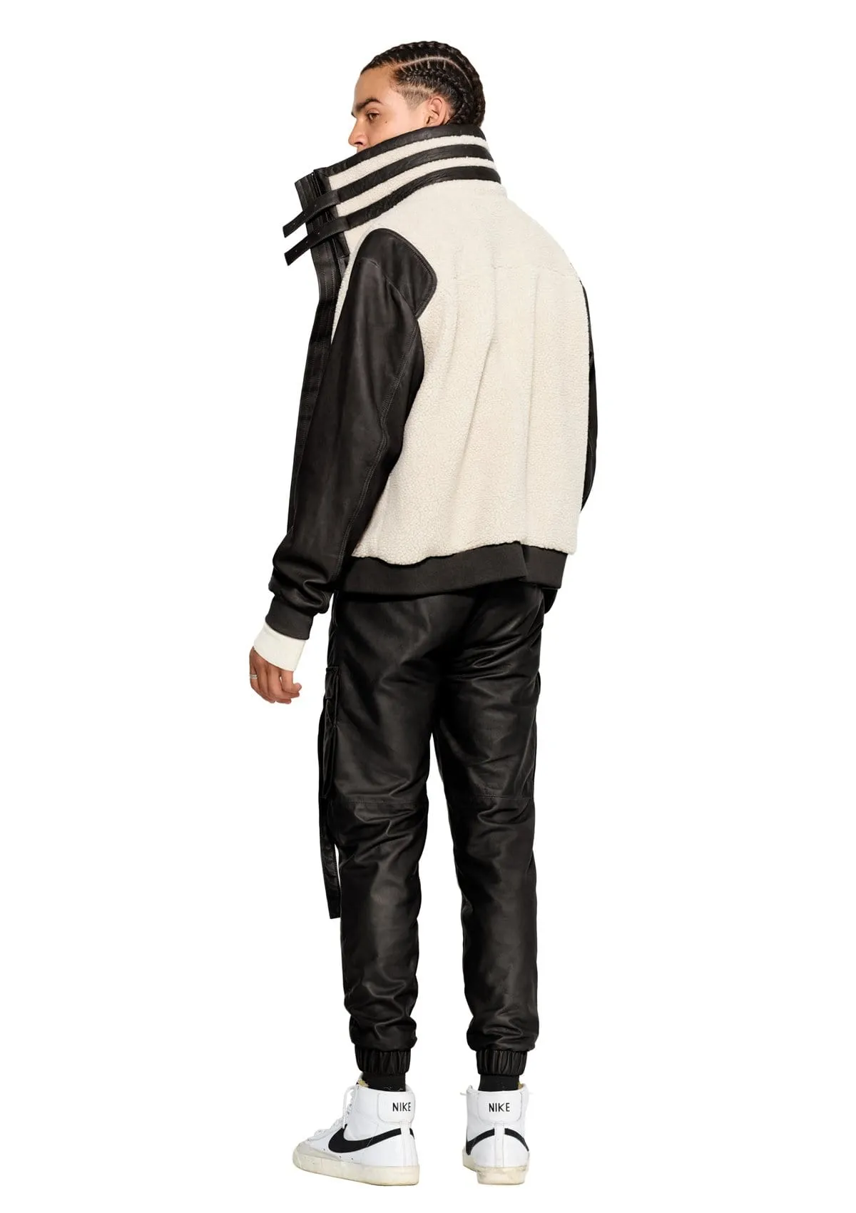 SHEARLING BOMBER JACKET IN BONE