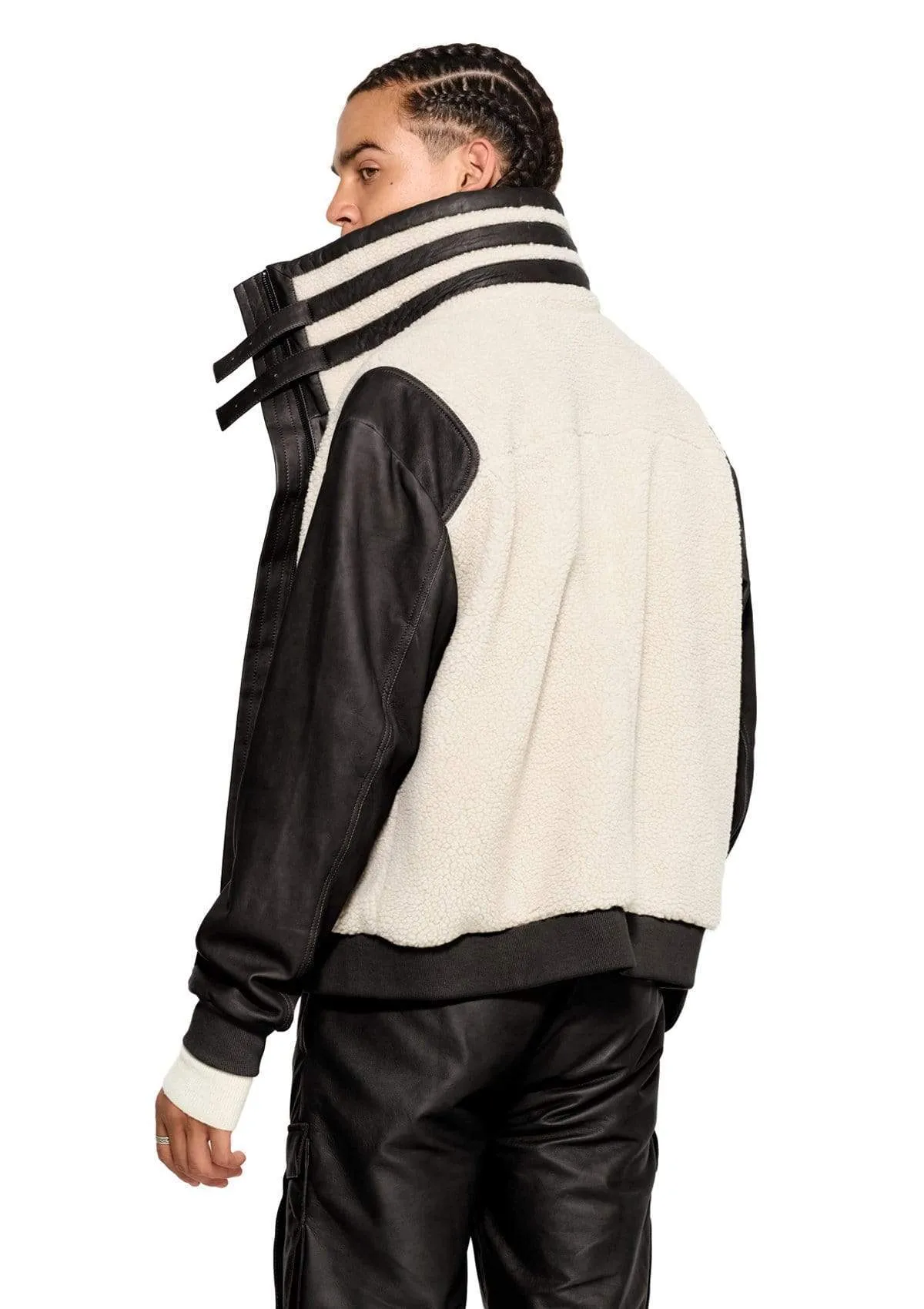 SHEARLING BOMBER JACKET IN BONE