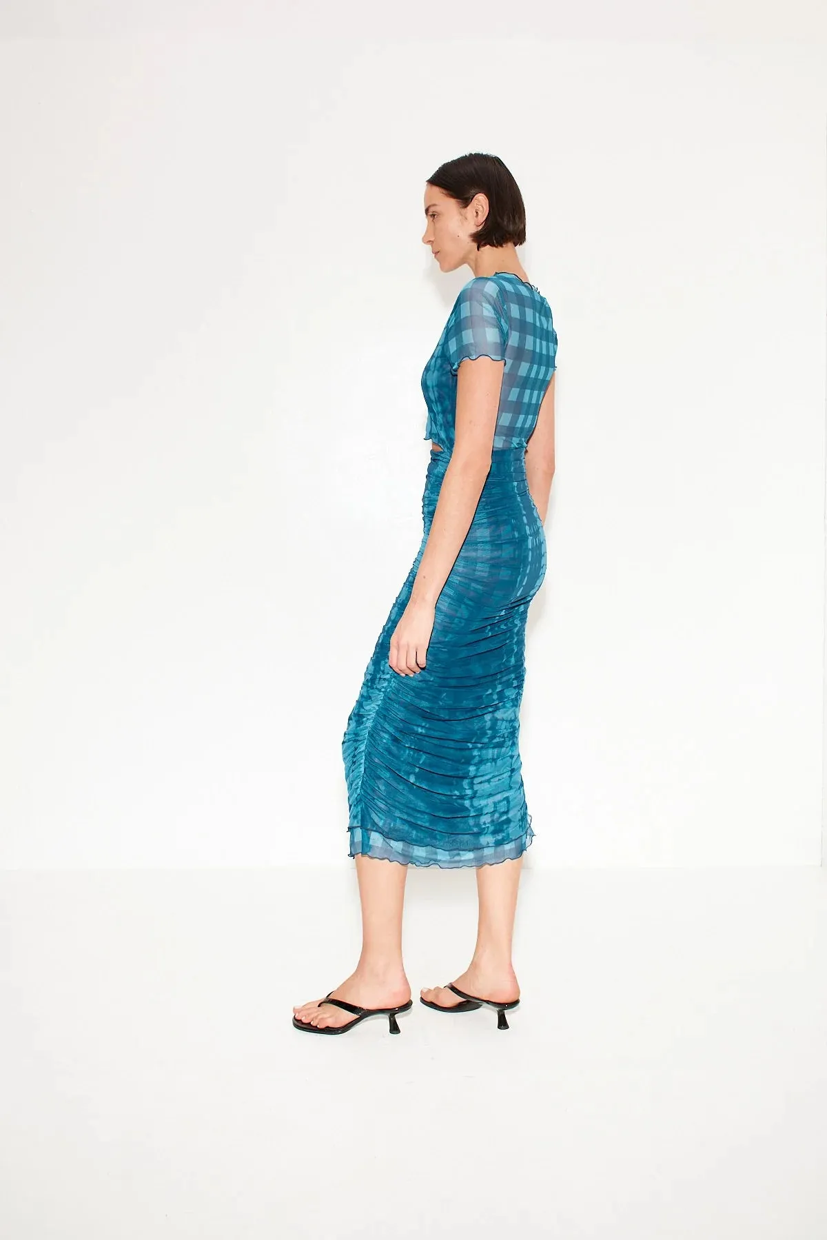 Simon Miller - Mesh Dress - Ink gingham shibori combo