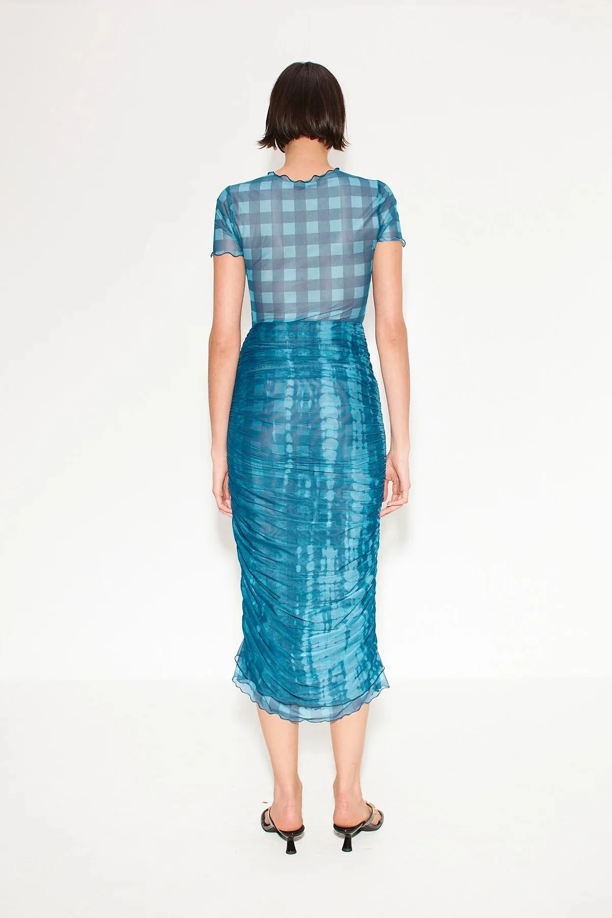 Simon Miller - Mesh Dress - Ink gingham shibori combo