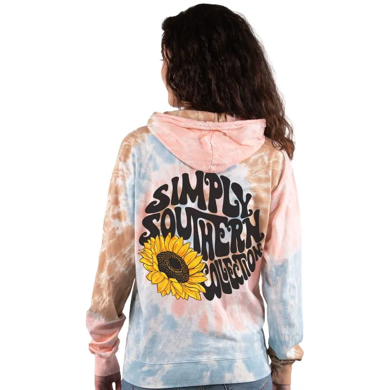 Simply Southern Sunflower Logo Tiedye Pullover Hoodie T-Shirt