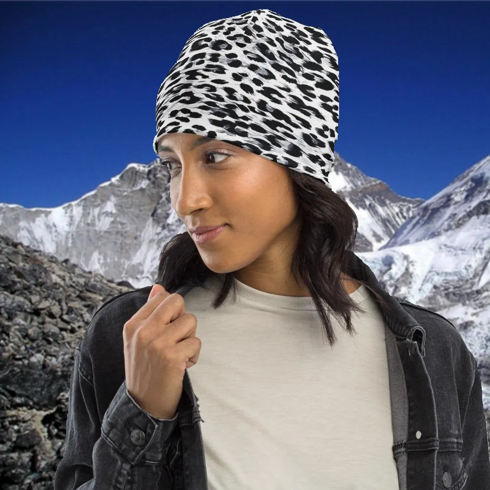 Snow Leopard Print Beanie