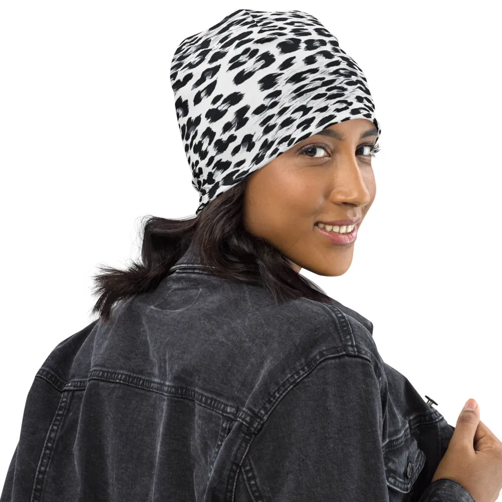 Snow Leopard Print Beanie