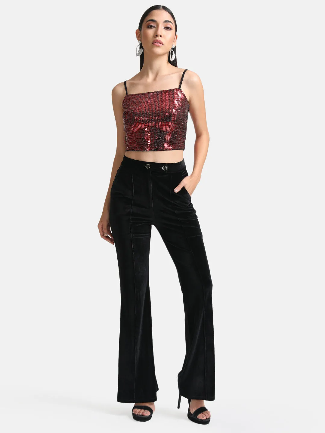 Stickon Sequin Strappy Crop Top