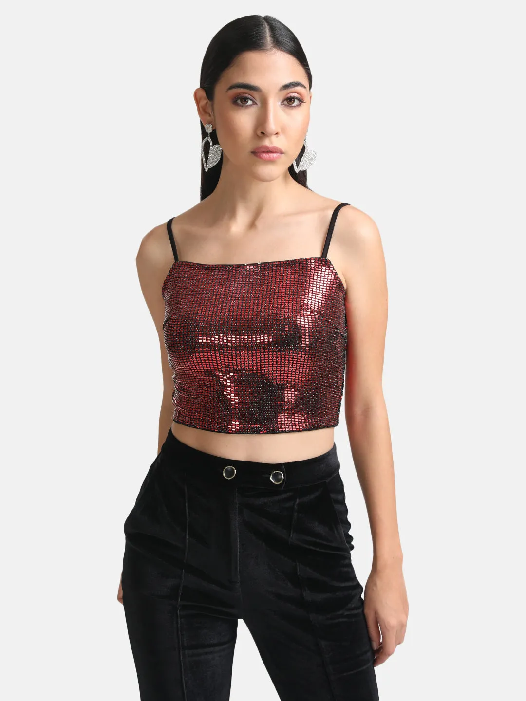 Stickon Sequin Strappy Crop Top