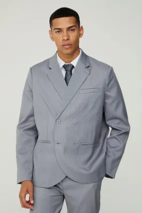 Textured Double Breasted Suit Jacket