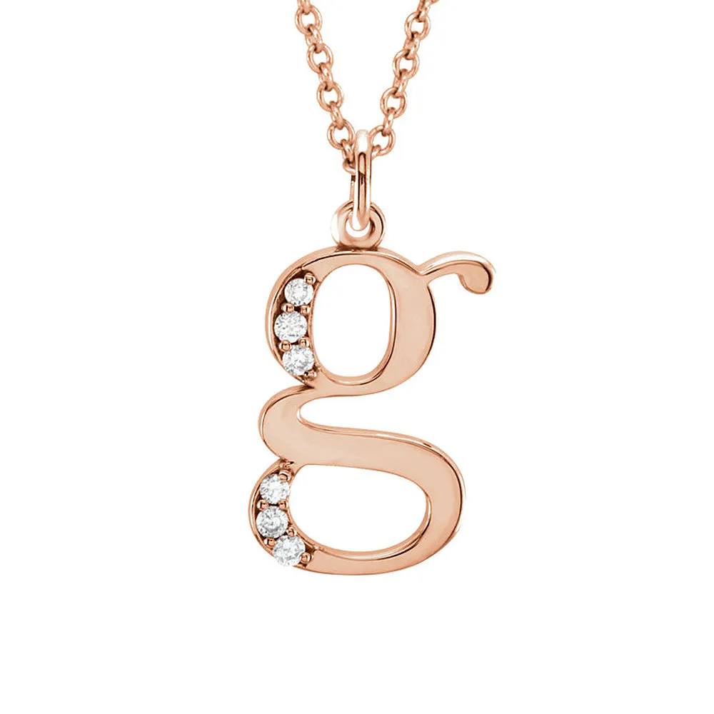 The Abbey 14k Rose Gold Diamond Lower Case Initial 'g' Necklace 16 In